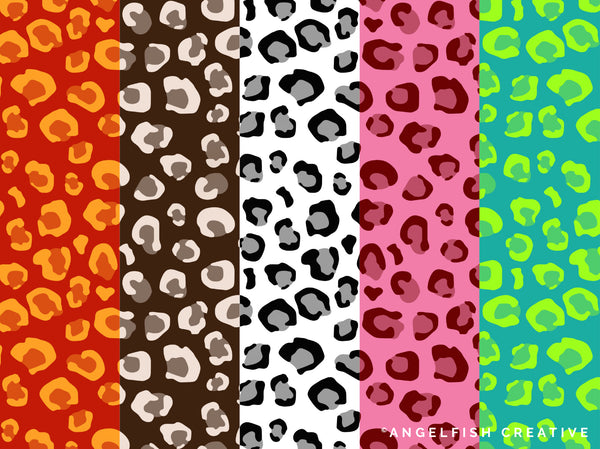 Animal Print Patterns Brush Set for Procreate | 36 animal hide, leopard, skin, stripe, scale & fur brushes, pattern drawn in different colours