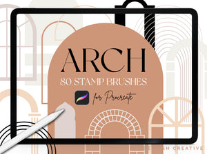 Arch Procreate Brush Set | 80 Curved Arches Shape Stamp Brushes, title page
