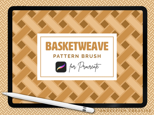 Basketweave Brush for Procreate | seamless weaving woven repeating pattern brush, title page