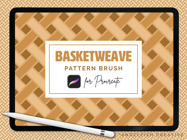 Basketweave Brush for Procreate | seamless weaving woven repeating pattern brush, title