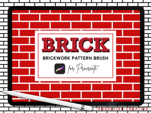 Brick Procreate Brush, Seamless House Brickwork Subway Tile Pattern Brush, title art