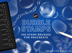 Bubble Stamps Procreate Brush Set | 100 Digital Bubbles Shapes Stamp Brushes, title page