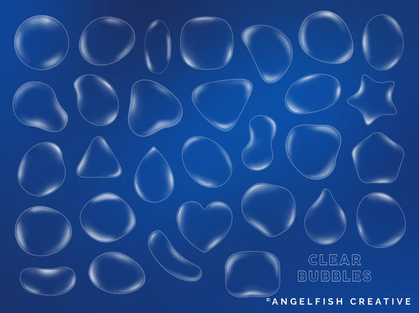 Bubble Stamps Procreate Brush Set | 100 Digital Bubbles Shapes Stamp Brushes, clear bubble shapes