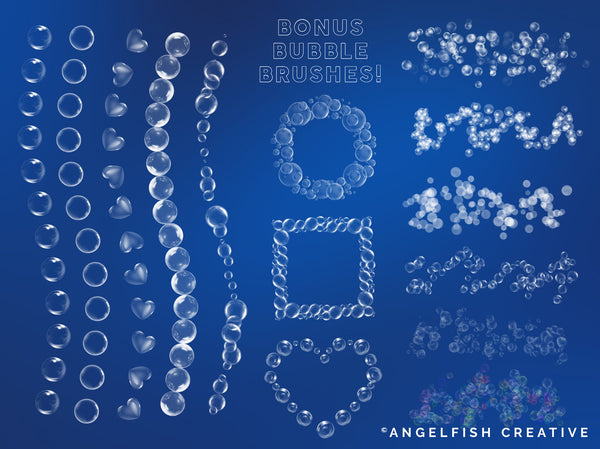 Bubble Stamps Procreate Brush Set | 100 Digital Bubbles Shapes Stamp Brushes, bonus bubble brushes