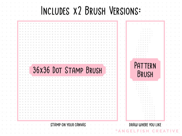 Bullet Journal Stamp & Pattern Brush for Procreate | Seamless Grid Dot Brushes, 2 brush versions