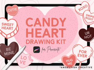 Candy Heart Drawing Kit Brush Set for Procreate | Valentine's Day Conversation Heart Creator, title
