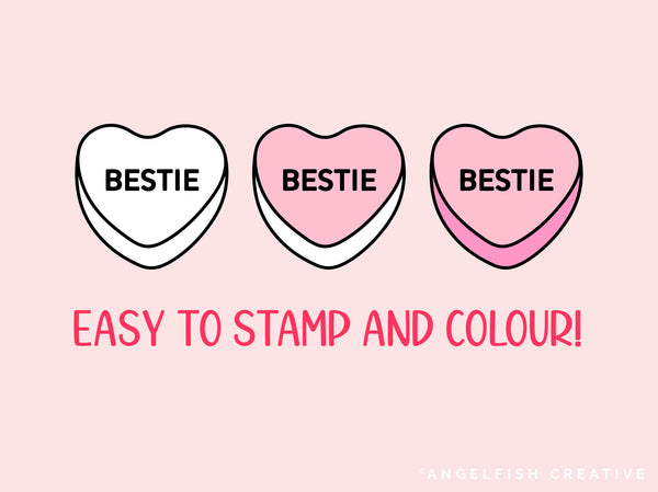 Candy Heart Stamp Brushes for Procreate | 130 Stamps, Conversation Heart, Anti-Valentine, Alphabet, easy to stamp and color