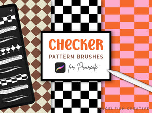 Checker Pattern Brush for Procreate, seamless square tile, title