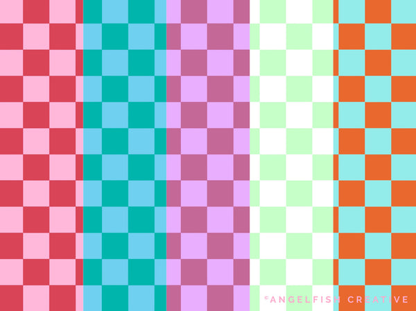 Checker Pattern Brush for Procreate, seamless square tile, coloured checker