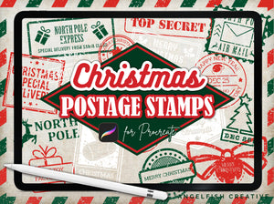 Christmas Postage Stamps - Stamp Brushes for Procreate | Postcard Letter to Santa, North Pole Stationery | Brush Set, title