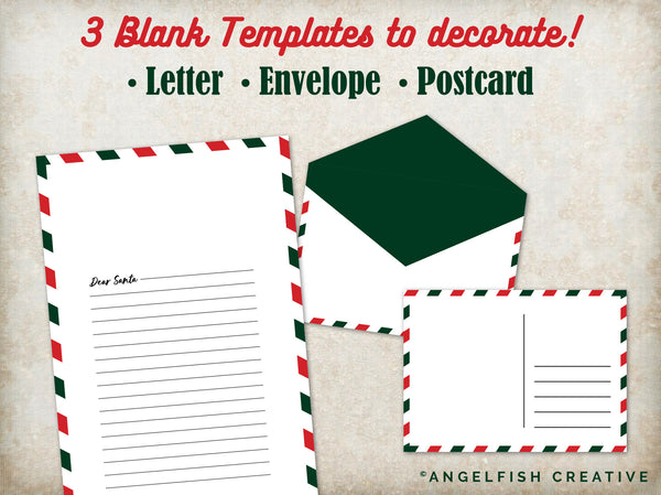 Christmas Postage Stamps - Stamp Brushes for Procreate | Postcard Letter to Santa, North Pole Stationery | Brush Set, blank templates