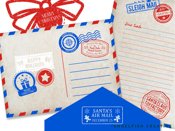 Christmas Postage Stamps - Stamp Brushes for Procreate | Postcard Letter to Santa, North Pole Stationery | Brush Set, artwork examples