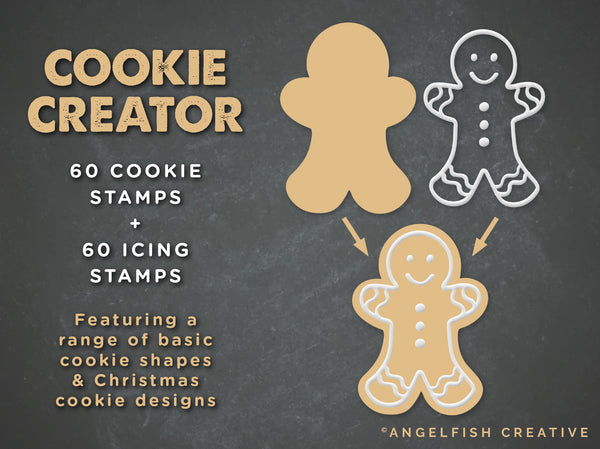 Cookie Creator Brush Set for Procreate: Gingerbread Honey Biscuit Icing Stamps, 120 stamps