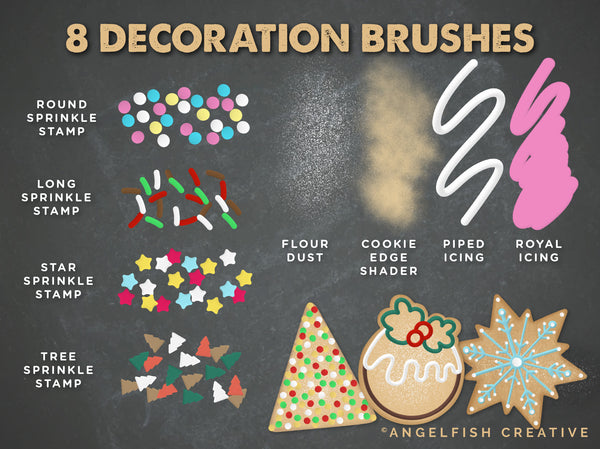 Cookie Creator Brush Set for Procreate: Gingerbread Honey Biscuit Icing Stamps, decoration brushes