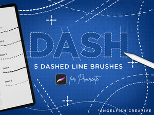 Dash Brush for Procreate: 5 dashed line brushes, title