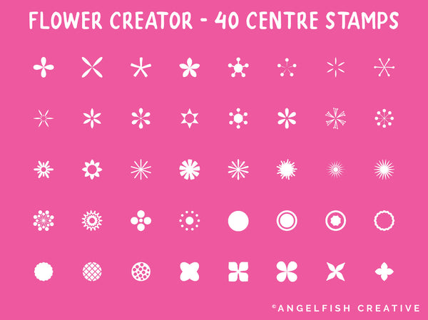 Flower Creator Brush Set for Procreate: botanical floral stamps, centre stamps