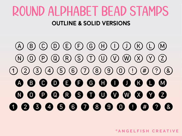 Friendship Bracelet Drawing Kit Procreate Brush Set | Alphabet Letter & Patterned Bead Stamps, round alphabet bead stamps