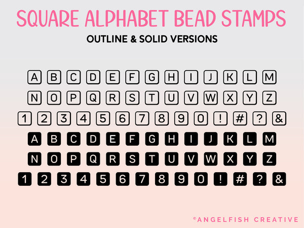 Friendship Bracelet Drawing Kit Procreate Brush Set | Alphabet Letter & Patterned Bead Stamps, square alphabet bead stamps