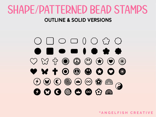 Friendship Bracelet Drawing Kit Procreate Brush Set | Alphabet Letter & Patterned Bead Stamps, shape/patterned bead stamps