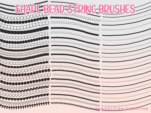 Friendship Bracelet Drawing Kit Procreate Brush Set | Alphabet Letter & Patterned Bead Stamps, shape bead string brushes