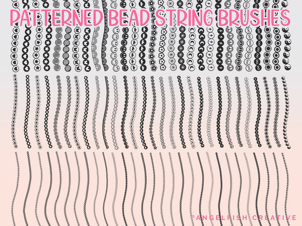 Friendship Bracelet Drawing Kit Procreate Brush Set | Alphabet Letter & Patterned Bead Stamps, patterned bead string brushes
