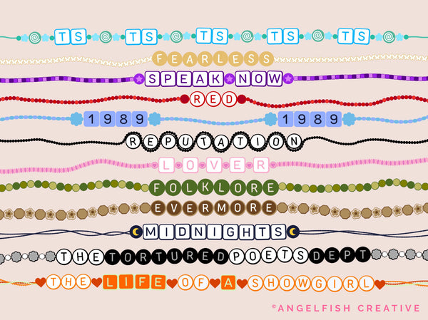 Friendship Bracelet Drawing Kit Procreate Brush Set | Alphabet Letter & Patterned Bead Stamps, swiftie concert bracelets