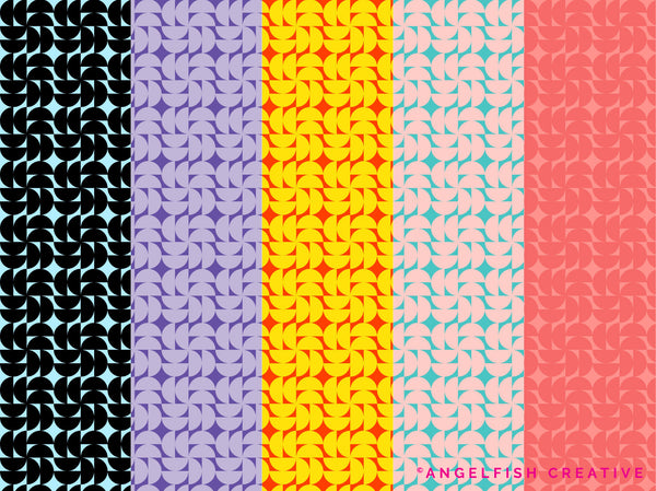 Geometric Patterns Procreate Brush Set | 100 Seamless Print Design Brushes, pattern in different colors