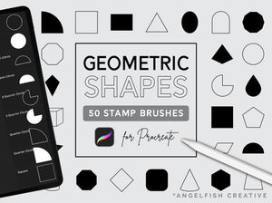 Geometric Shapes Procreate Brush Set | 50 Shape Stamp Brushes, title page