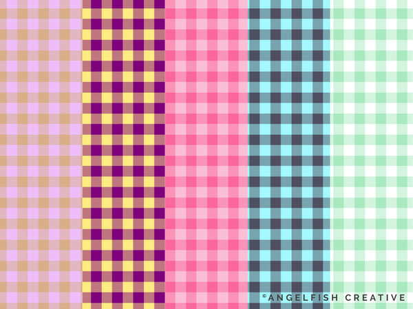 Gingham Pattern Brushes for Procreate: buffalo check seamless patterns, gingham patterns in different colours