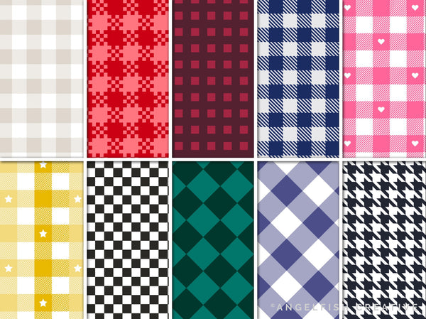 Gingham & Plaid Brush Set for Procreate | 50 Check Tarten Houndstooth Pattern Brushes, patterns page 1