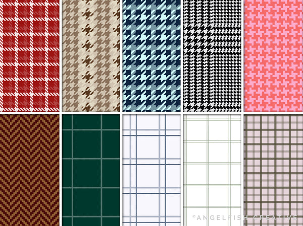 Gingham & Plaid Brush Set for Procreate | 50 Check Tarten Houndstooth Pattern Brushes, patterns page 2