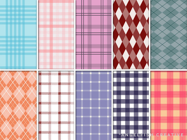 Gingham & Plaid Brush Set for Procreate | 50 Check Tarten Houndstooth Pattern Brushes, patterns page 3