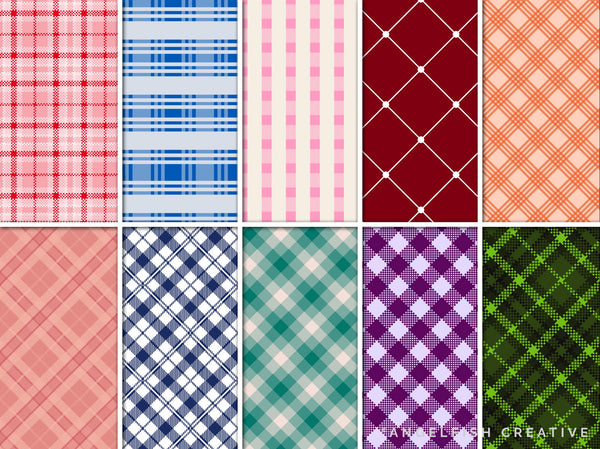 Gingham & Plaid Brush Set for Procreate | 50 Check Tarten Houndstooth Pattern Brushes, patterns page 5