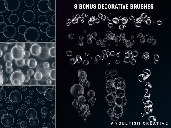 Glossy Bubbles Brush Set for Procreate: 50 Brushes, 3D transparent lettering, decorative brushes
