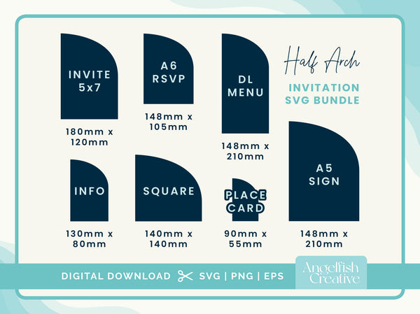 Half Arch Invitation SVG Bundle - Cricut Cutting Files, sizes