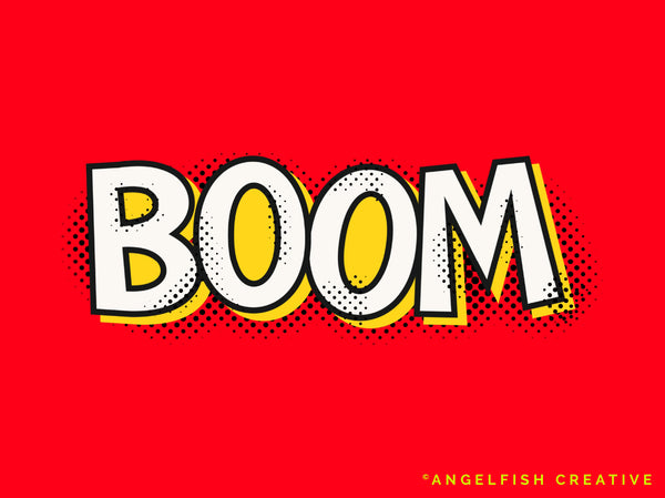 Dynamic Halftone Procreate Brush Set - 36 texture screen dot pattern brushes, boom comic lettering