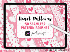 Heart Patterns Brush Set for Procreate | 50 Seamless Pattern Brushes, title