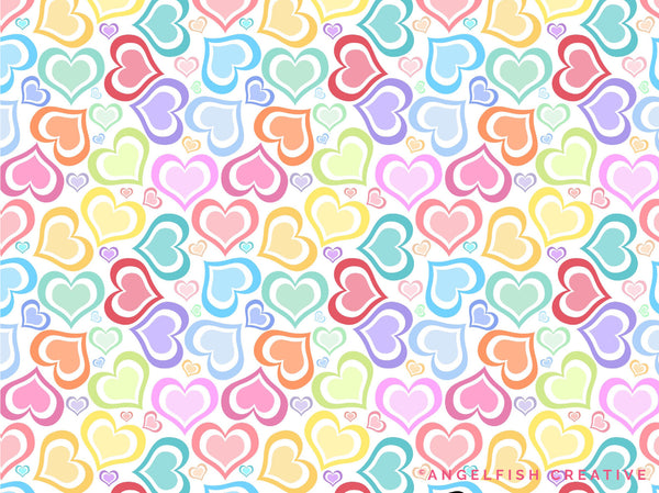 Heart Patterns Brush Set for Procreate | 50 Seamless Pattern Brushes, rainbow heart pattern