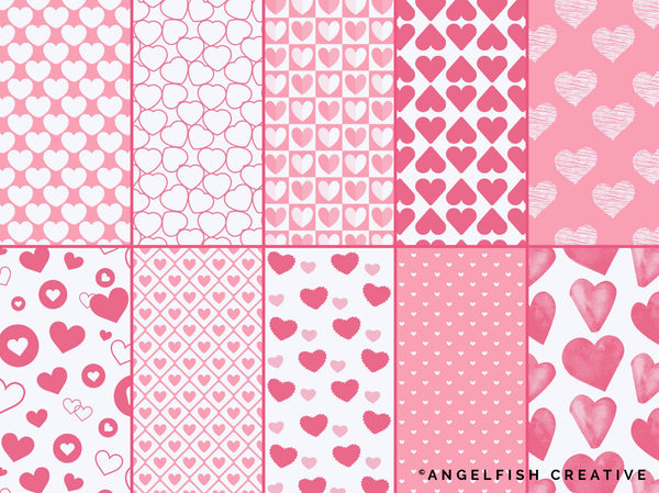Heart Patterns Brush Set for Procreate | 50 Seamless Pattern Brushes, patterns page 1