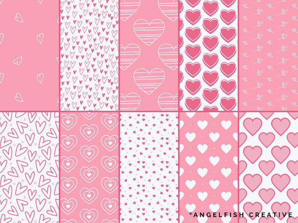 Heart Patterns Brush Set for Procreate | 50 Seamless Pattern Brushes, patterns page 3