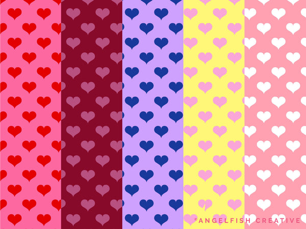 Heart Patterns Brush Set for Procreate | 50 Seamless Pattern Brushes, background colours
