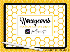 Honeycomb Brush for Procreate | Seamless Hexagon Pattern Brush, title artwork