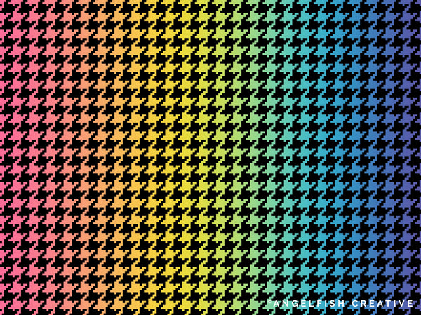 Houndstooth Procreate Brush, seamless fashion fabric pattern, rainbow houndstooth pattern