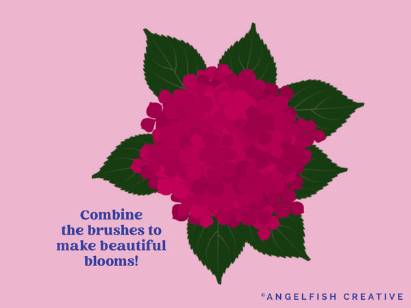 Hydrangea Brush Set for Procreate - Floral Scatter & Leaf Stamp, create blooms