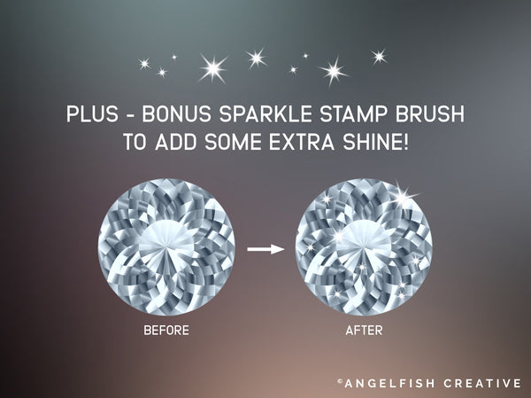 Jewels Brush Set for Procreate | diamond jewellery gemstone rhinestone stamp string brushes, bonus sparkle brush