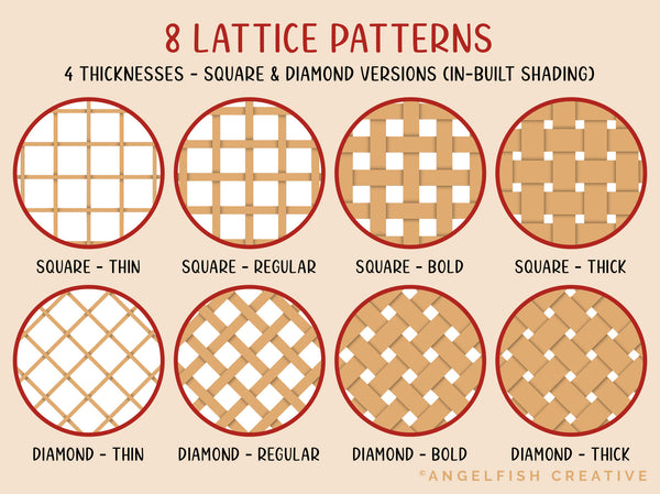 Lattice Pattern Procreate Brush Set | 8 Texture Brushes, square diamond weave, lattice patterns