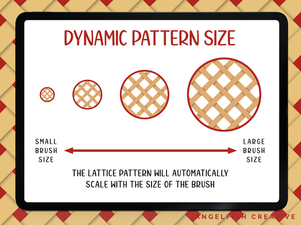 Lattice Pattern Procreate Brush Set | 8 Texture Brushes, square diamond weave, dynamic pattern size