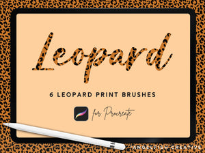 Leopard Brush Set for Procreate | 6 Animal Cheetah Print Pattern Lettering Brushes, title artwork