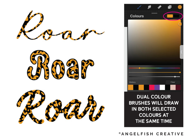 Leopard Brush Set for Procreate | 6 Animal Cheetah Print Pattern Lettering Brushes, dual colour brushes