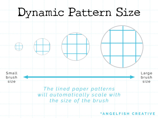 Lined Paper Procreate Brush Set - 40 Seamless Patterns, dynamic pattern size